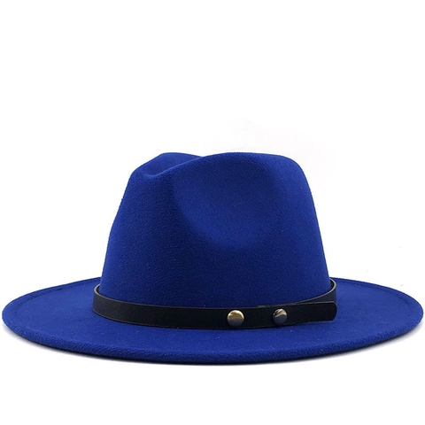 Cappello Fedora A Tesa Larga In Feltro Di Lana Berretto Jazz Con Cintura In Pelle Decorazione Con Borchie Elegante Stile Retrò Per Uomo E Donna
