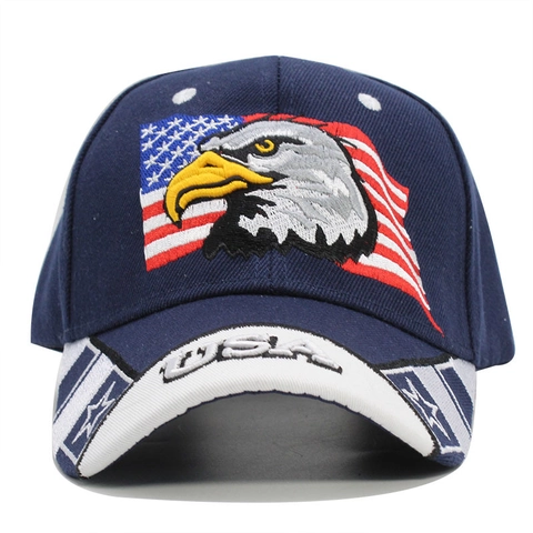 Eagle USA Flag Stickerei Baseballkappe Acryl Outdoor Sonnenschutz Verstellbar Gebogener Rand Amerikanische Retro Mode