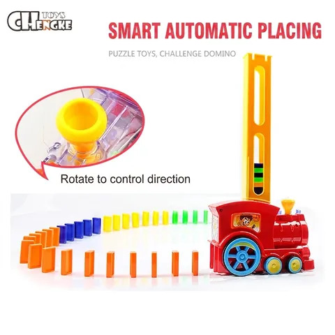 Electric Domino Train Toy Automatic Laying Colorful Plastic Educational STEM Building Blocks With Lights And Sound For Kids