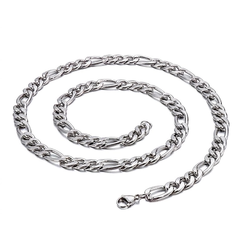 Collier Chaîne Figaro Acier Inoxydable 316L Titane Hip Hop Style Punk Poli Bijoux Durables Pour Hommes Femmes