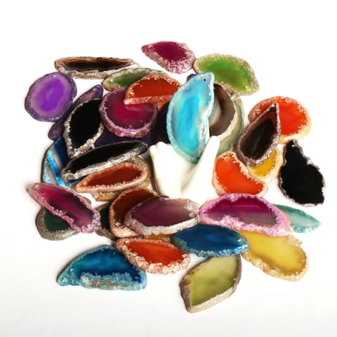 Natural Agate Slices Pendants Irregular Polished Gemstone Charms For DIY Jewelry Making Crafts Decoration Multi Colors