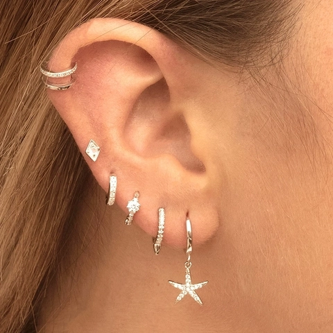 S925 Sterling Silber Stift Kupfer Zirkonia Seestern Ohrringe Damen Mode Schmuck Inselstil Gold Silber Ohrhänger