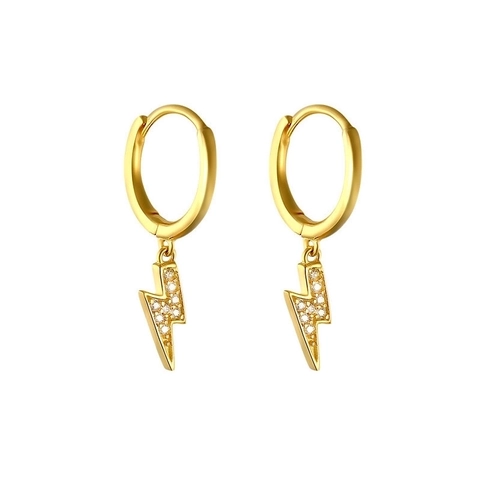 Blitz Creolen Kupfer Zirkonia Minimalistischer Modeschmuck Für Damen Mit Silbernem Ohrstecker