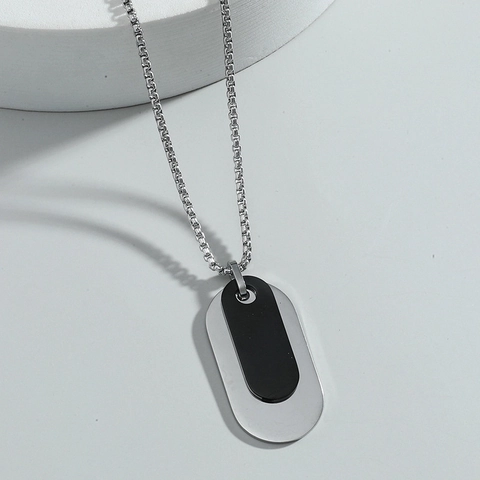 Collar Con Colgante De Doble Placa De Identificación Para Hombre Acero Inoxidable Dos Tonos Estilo Militar Joyería