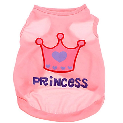 Pet Princess Crown Letter Print Vest Breathable Polyester Dog Cat Shirt Sleeveless Puppy Kitten Spring Summer Apparel
