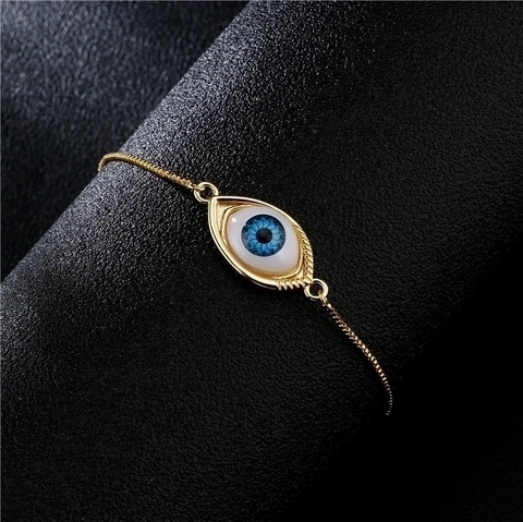 Evil Eye Armband Kupfer Zirkon Goldton Verstellbar Schiebeverschluss Schmuck Für Damen