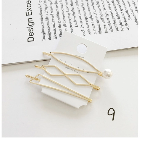 Elegant Artificial Pearl Metal Rhinestone Hair Clips Minimalist Geometric Bobby Pins For Women Korean Style Gold Alloy Hairpins
