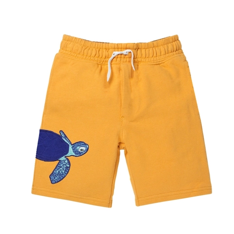 Kinder Jungen Mädchen Baumwolle Shorts Sommer Lässig Hellgelb Schildkröte Stickerei Elastische Taille Kordelzug Atmungsaktiv
