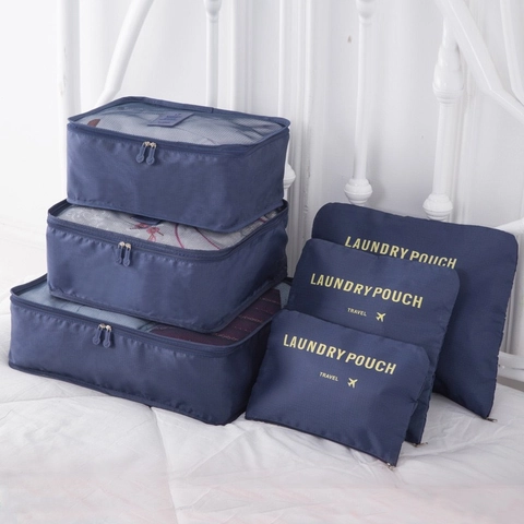 Multifunktionales Reiseaufbewahrungstasche Set Oxford-Stoff Packwürfel Koffer Organizer Taschen Für Kleidung Unterwäsche Schuhe