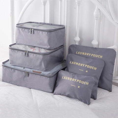 Reisbagage Organizer Tassen Waterdichte Oxford Doek Packing Cubes Waspunten Draagbare Kleding Sorteerzakken Voor Vakantie