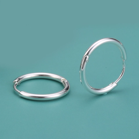 Unisex Stainless Steel Hoop Earrings Simple Silver Polished Round Coil Earring Hip Hop Fashion Jewelry For Men Women
