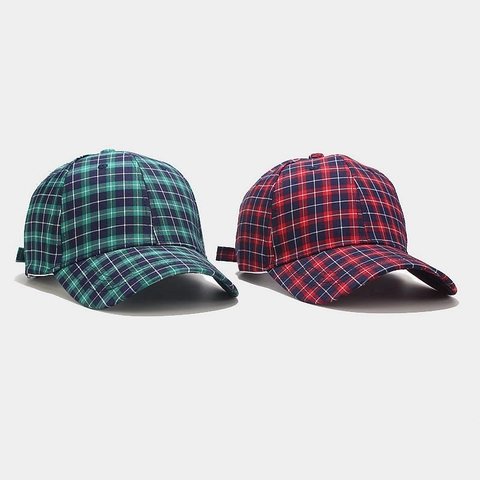 Gorra De Béisbol De Algodón A Cuadros Vintage Casual Con Visera Curva Sombrero Ajustable Para Hombre Mujer