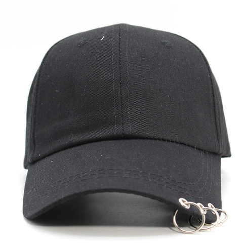 Gorra De Béisbol De Algodón Estilo Callejero Con Anillos De Metal Sombrero De Sol Ajustable Para Hombres Y Mujeres