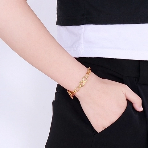 Pulsera Símbolo Infinito Colgante Corazón Acero Inoxidable Cadena Torcida Texturizada Cierre Basculante Joyería Accesorio Mujer
