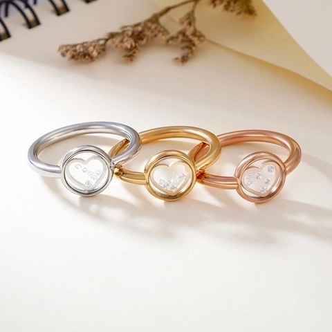 Anello in Acciaio Inossidabile con Cuore e Zirconia Fluttuante per Donna Minimalista Placcato Oro Rosa Argento Gioielli Regalo San Valentino