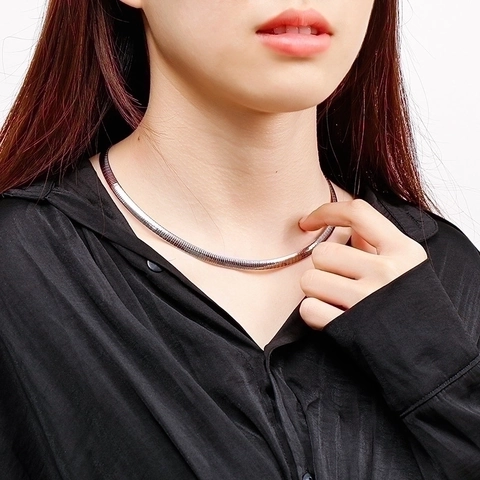 Collar De Cadena De Serpiente Plana Minimalista De Acero Inoxidable Joyas Hipoalergénicas Para Mujeres Hombres