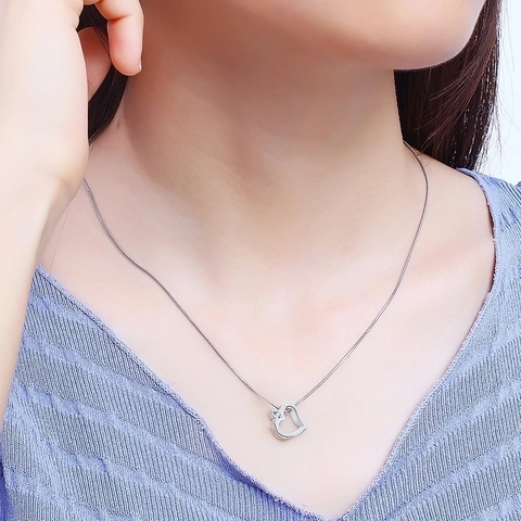 Hollow Heart Pendant Necklace And Stud Earrings Stainless Steel Jewelry For Women Girls Simple Elegant Daily Wear