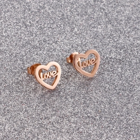 Orecchini A Lobo Cuore Acciaio Inossidabile Lettera Love Traforato Gioielli Moda Da Donna