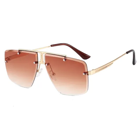Gafas De Sol Cuadradas Sin Montura Para Mujeres Y Hombres Moda Marco De Metal Vintage UV400 Protección