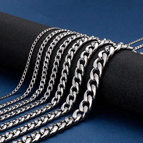 Highly Polished Stainless Steel Curb Chain Necklace Hip Hop Punk Streetwear Jewelry Men Women Durable Elegant