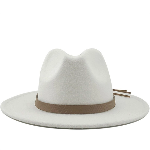 Klassischer Kaschmir Wolle Fedora Hut Für Damen Herren Breite Flache Krempe Ethno-Stil Jazz Hut Herbst Winter Warm Kappe