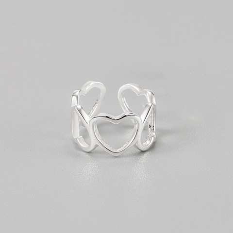 Ear Cuff Corazón Hueco Plata De Ley 925 Sin Perforación Joyería Estética Minimalista Estilo Coreano Regalo Mujer