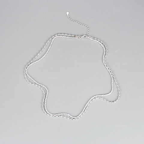 Collar de Doble Capa de Plata de Ley S925 para Mujer Choker Minimalista con Cadena de Granos de Arroz Elegante Joyería de Regalo