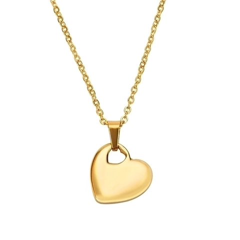 Collier Pendentif Cœur En Acier Inoxydable Chaîne De Clavicule Polie Simple Bijoux Pour Femmes Filles Style Mode