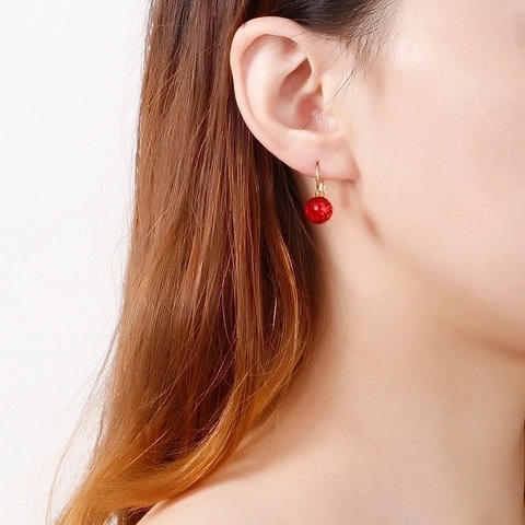 Fashion Faceted Glass Crystal Ball Leverback Earrings For Women Stainless Steel Electroplated Geometric Dangle Jewelry