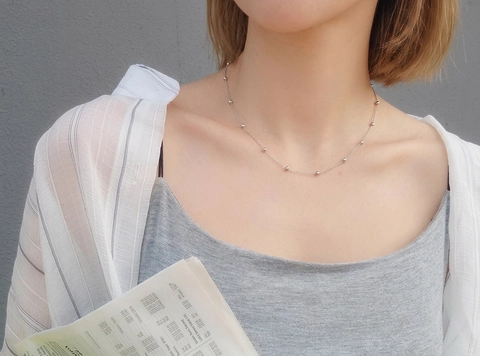 Collier en Acier Titane à Perles Minimaliste Pour Femme Plaqué Or Rose Élégante Chaîne Satellite Bijoux Cadeau Petite Amie