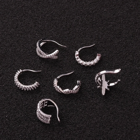 Orecchini A Clip A Forma Di U In Zirconia Cubica Senza Piercing In Rame Placcato Argento Gioielli Di Moda Per Cartilagine Da Donna