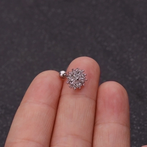 Orecchini Cartilagine Rame Zirconia Stella Luna Cuore Con Perno In Acciaio Inossidabile Chiusura A Vite Piercing