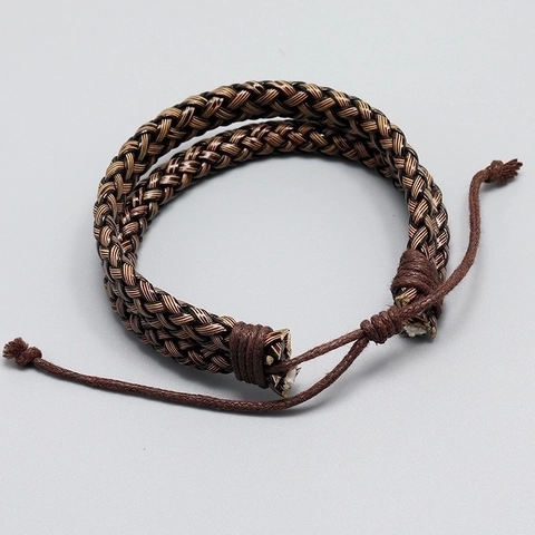 Bracciale da Uomo in Pelle Sintetica Intrecciata Retrò Fatto a Mano Cordino Regolabile Harajuku Moda Semplice Gioielli Braccialetto