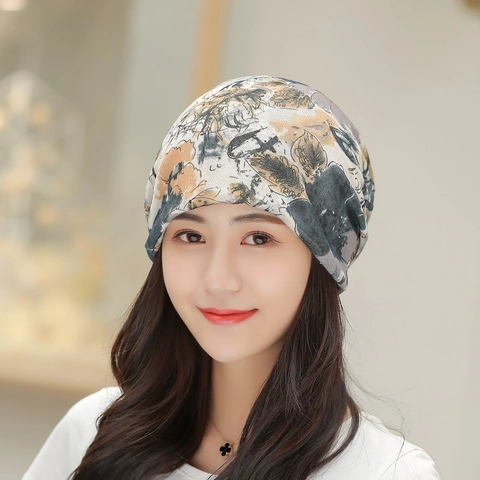 Cappello Beanie in Poliestere Stampato Moda Cappello da Chemioterapia Sottile Traspirante Turbante Bandana per Donna