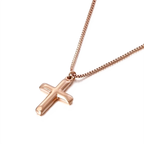 Collar Con Colgante De Cruz Minimalista Acero Inoxidable Pulido Cadena De Caja Joyería Ajustable Para Mujer Hombre