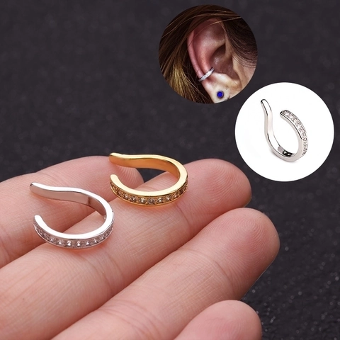 Minimalist U Shaped Ear Cuff Non Pierced Clip On Earrings Copper Zircon Inlaid Fashion Jewelry For Women Elegant