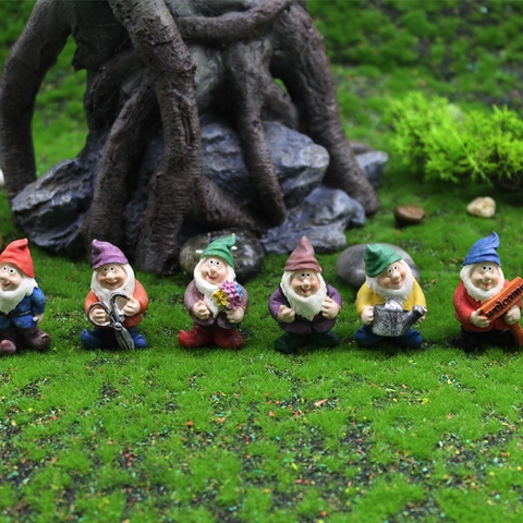 Garden Gnome Figurines Resin Miniature Fairy Garden Decor Flower Pot Micro Landscape Colorful Dwarf Statues Outdoor Indoor Ornament