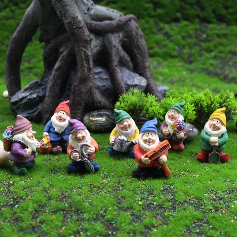Garden Gnome Figurines Resin Miniature Fairy Garden Decor Flower Pot Micro Landscape Colorful Dwarf Statues Outdoor Indoor Ornament