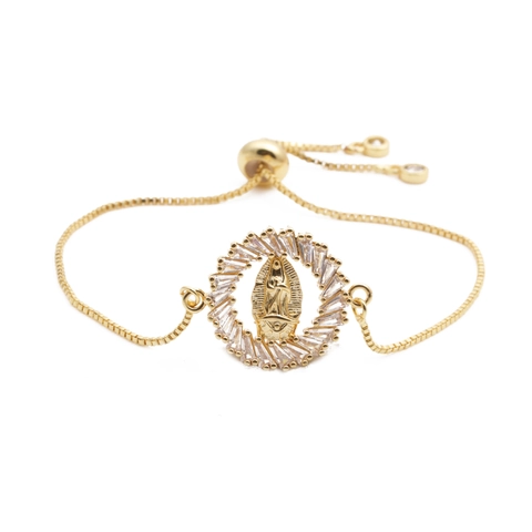 Bracelet Notre-Dame De Guadalupe En Cuivre Zircone Colorée Bijoux Religieux Réglables Cadeau Pour Femmes