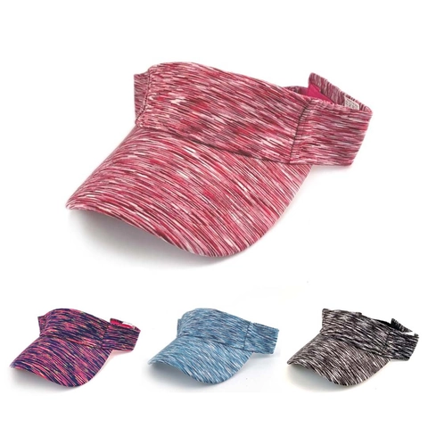 Women Sun Visor Hat Space Dye Knitted Cotton Breathable UV Protection Wide Brim Empty Top Cap For Golf Tennis Running Outdoor