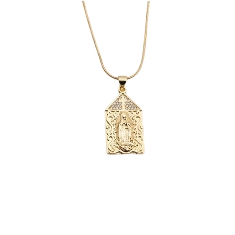 Maagd Maria Hanger Ketting Goud Verguld Koper Met Zirkonia Religieuze Sieraden Cadeau Voor Vrouwen En Mannen