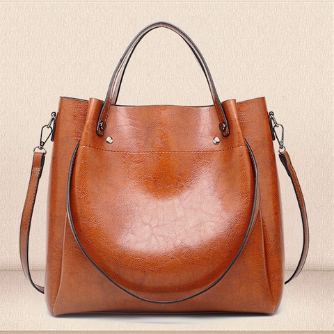 Vintage Large Capacity Tote Handbag Soft PU Leather Multiway Shoulder Crossbody Bag For Women Retro Daily Commute Style