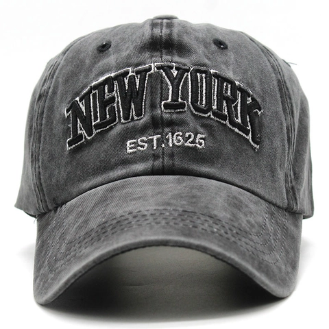 Casquette De Baseball En Coton Lavé Vintage Broderie New York Rétro Chapeau De Soleil Ajustable Hommes Femmes