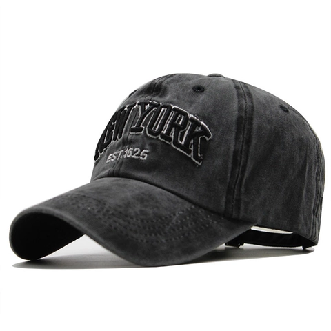 Casquette De Baseball En Coton Lavé Vintage Broderie New York Rétro Chapeau De Soleil Ajustable Hommes Femmes