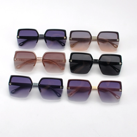Women Oversized Square Sunglasses UV400 Protection PC Gradient Lens Half Frame Fashion Outdoor Eyewear For Travel