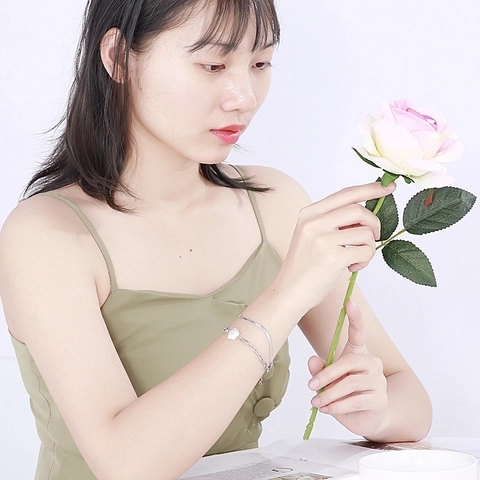 Double Layer Chain Bracelet 316L Stainless Steel Baroque Irregular Artificial Pearl Shell Flower Design Adjustable For Women