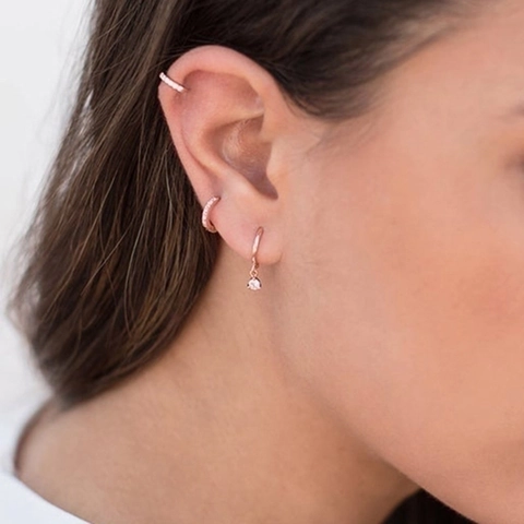 Geometric Hoop Earrings With 925 Sterling Silver Earring Post And Colorful Zircon Minimalist Copper Jewelry For Women