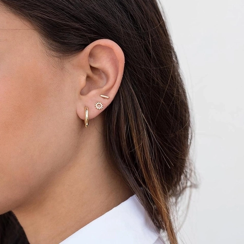 Simple Creative Sunflower Sun Stud Earrings For Women With 925 Sterling Silver Earring Post Copper Gold Silver Ear Jewelry