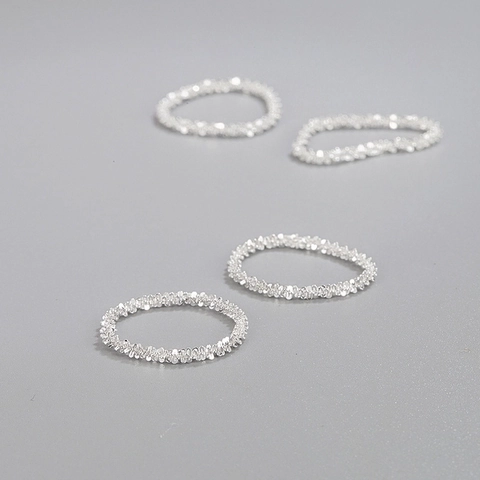 925 Sterling Silver Shimmering Texture Ring Minimalist Galaxy Chain Finger Ring Rhinestone Pave Ring For Women Elegant Jewelry Gift