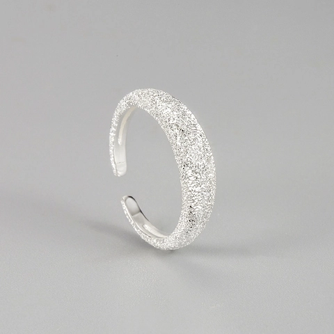 S925 Sterling Silver Frosted Glitter Open Ring Starry Sky Galaxy Adjustable Minimalist Fashion Jewelry Finger Ring For Women